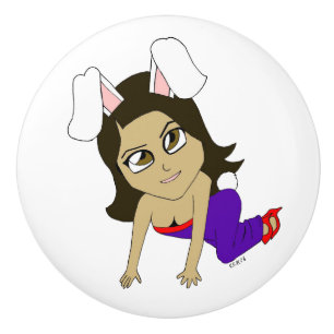 chibi bunnygirl  ceramic knob