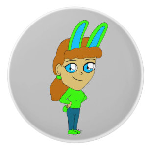 chibi bunnygirl  ceramic knob