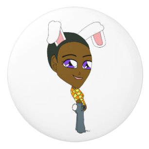 chibi bunnygirl   ceramic knob