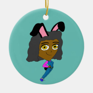 chibi bunnygirl ceramic ornament