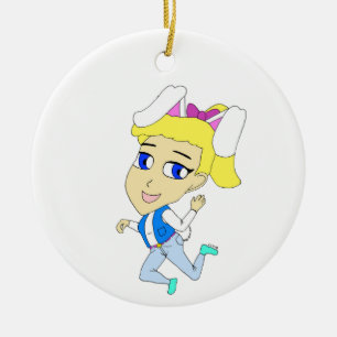 chibi bunnygirl    ceramic ornament