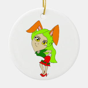 chibi bunnygirl    ceramic ornament