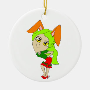 chibi bunnygirl ceramic ornament