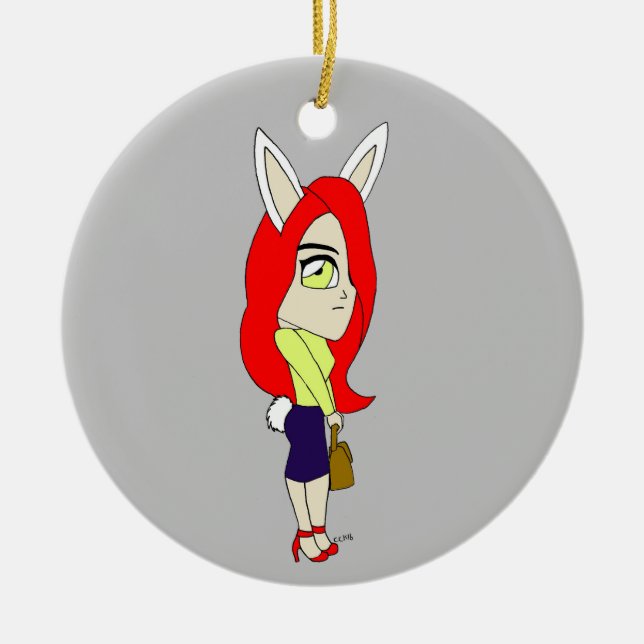 chibi bunnygirl ceramic ornament (Front)