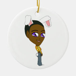 chibi bunnygirl ceramic ornament