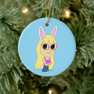 chibi bunnygirl    ceramic ornament
