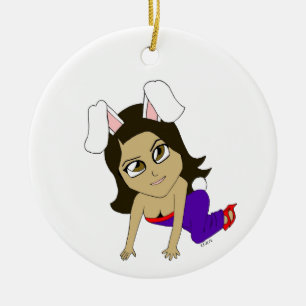 chibi bunnygirl ceramic ornament