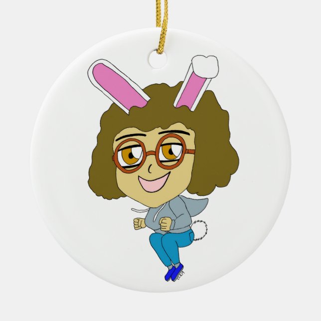 chibi bunnygirl    ceramic ornament (Front)