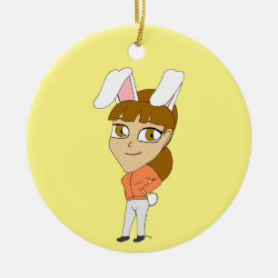 chibi bunnygirl ceramic ornament
