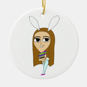 chibi bunnygirl ceramic ornament