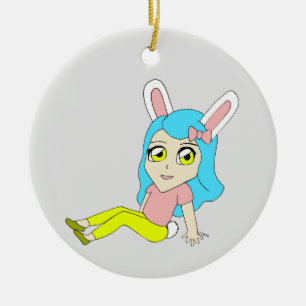 chibi bunnygirl    ceramic ornament