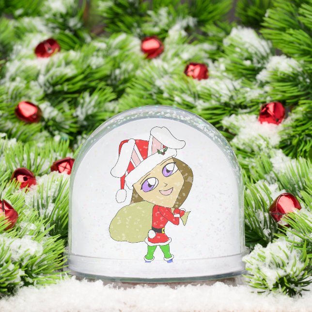 chibi bunnygirl  ceramic ornament snowglobe (Christmas)