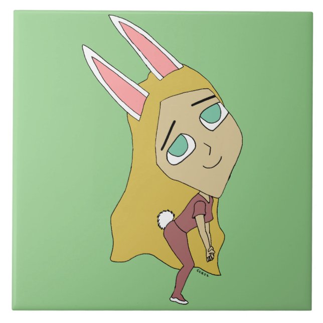 chibi bunnygirl  ceramic tile (Front)