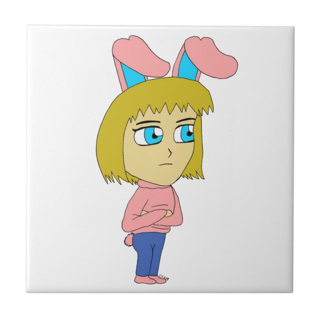 chibi bunnygirl  ceramic tile (Front)
