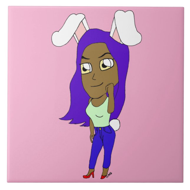 Chibi Bunnygirl Ceramic Tile (Front)