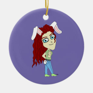 Chibi Bunnygirl giving a thumbs up Ceramic Ornament