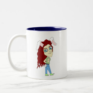 Chibi Bunnygirl giving a thumbs up Two-Tone Coffee Mug