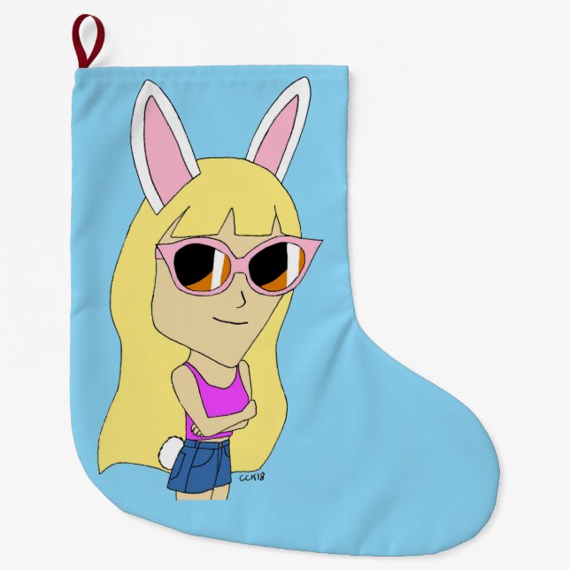 chibi bunnygirl   large christmas stocking (Front)