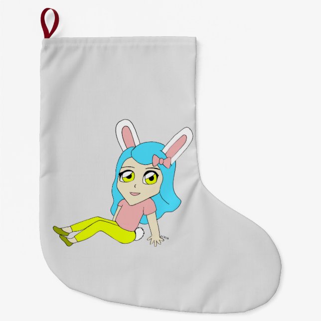 chibi bunnygirl  large christmas stocking (Front)