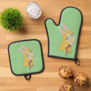 chibi bunnygirl oven mitt & pot holder set