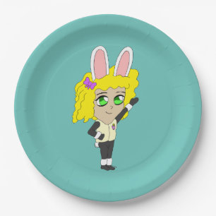 chibi bunnygirl     paper plate
