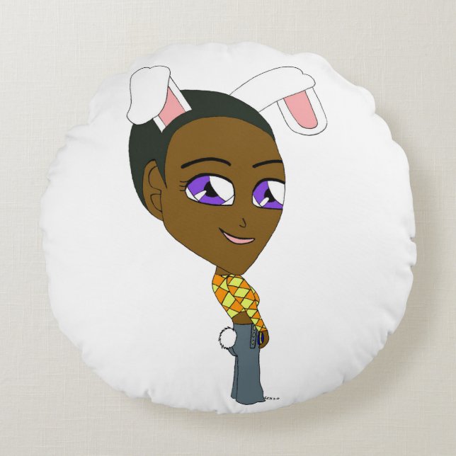 chibi bunnygirl   round cushion (Front)