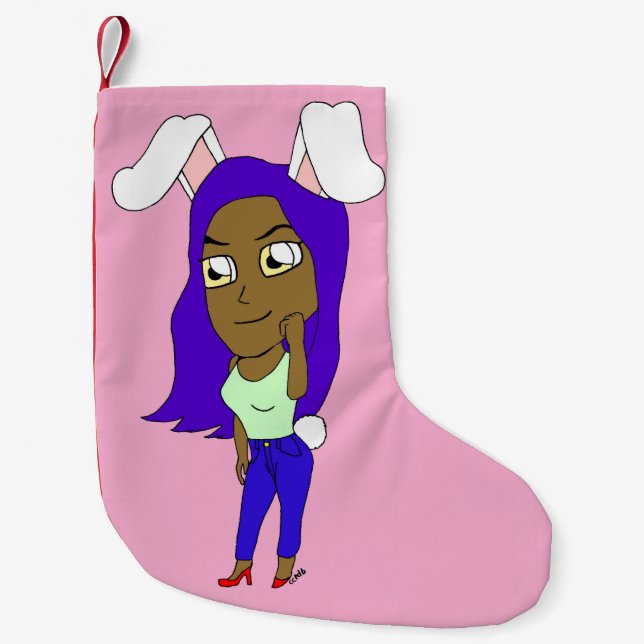 Chibi Bunnygirl Small Christmas Stocking (Front)