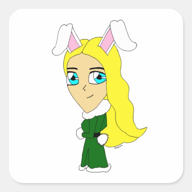 chibi bunnygirl    square sticker (Front)
