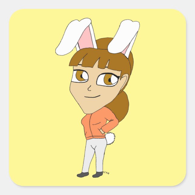 chibi bunnygirl square sticker (Front)