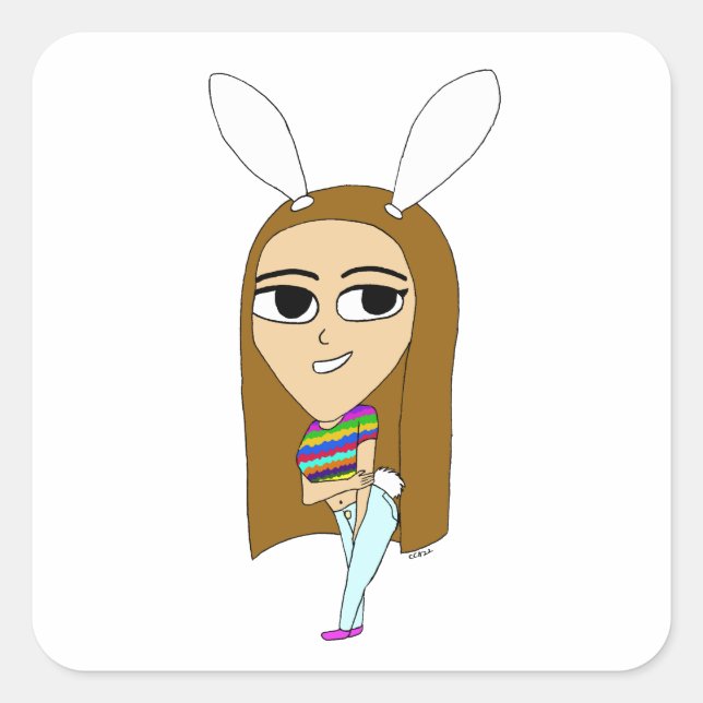 chibi bunnygirl      square sticker (Front)