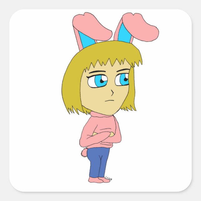 chibi bunnygirl  square sticker (Front)