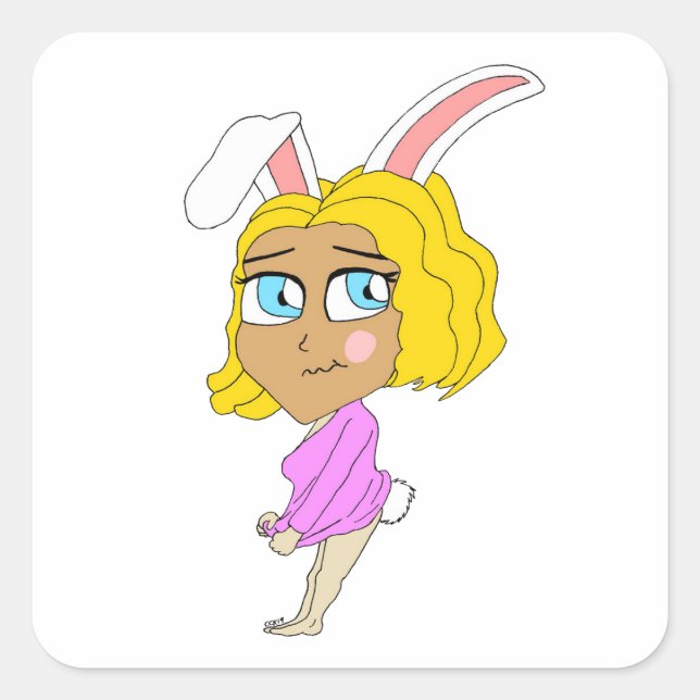chibi bunnygirl   square sticker (Front)