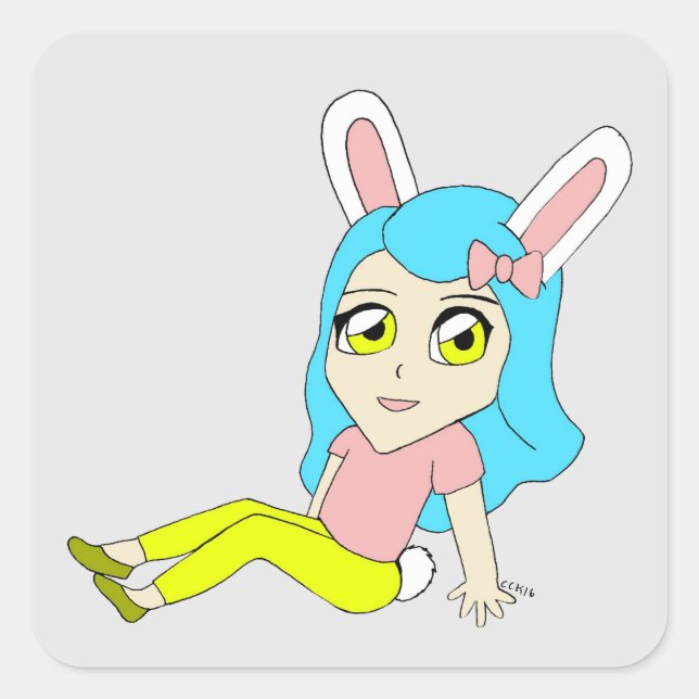 chibi bunnygirl    square sticker (Front)