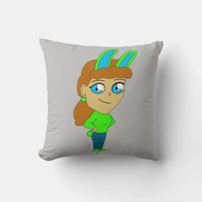 chibi bunnygirl   throw pillow (Front)