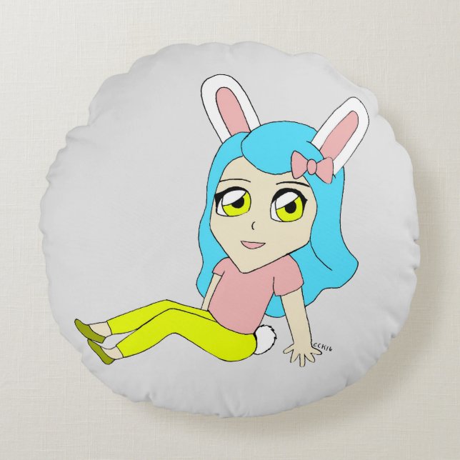 chibi bunnygirl  throw pillow (Front)