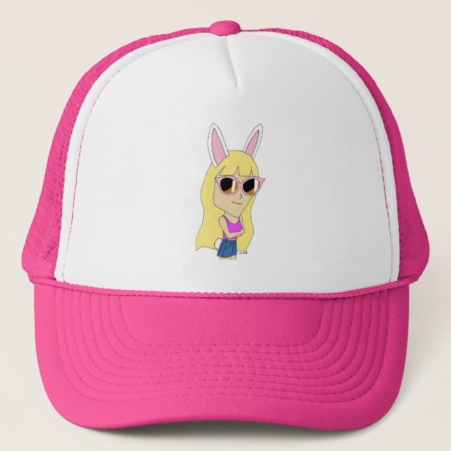 chibi bunnygirl   trucker hat (Front)