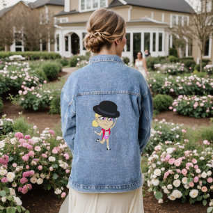 chibi button denim jacket