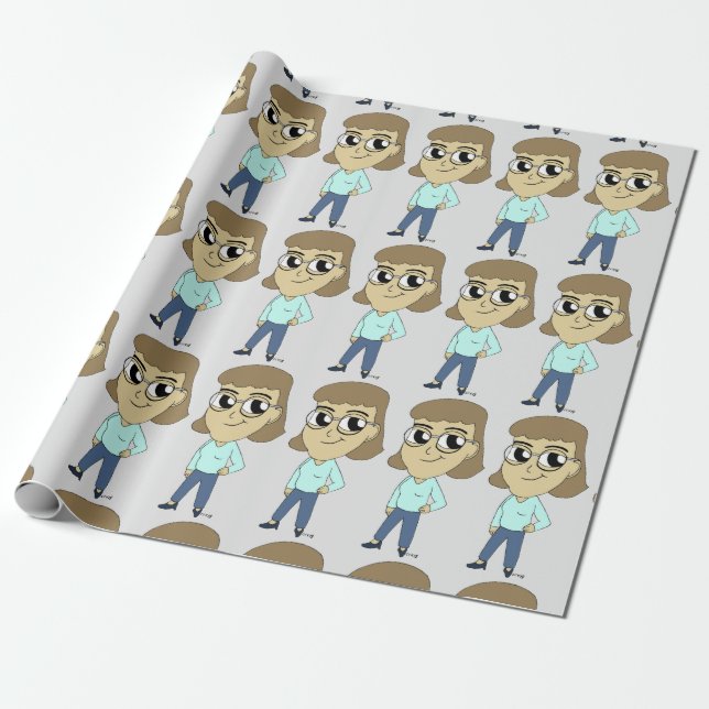 chibi  button wrapping paper (Unrolled)
