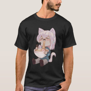 Chibi Cat Anime Girl Cute Kawaii Japanese Cat Rame T-Shirt