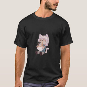 Chibi Cat Anime Girl Cute Kawaii Japanese Cat Rame T-Shirt