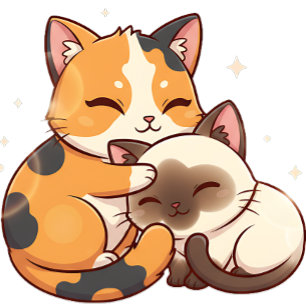 Chibi Cat Nap – Calico & Siamese Sleeping Together Tote Bag