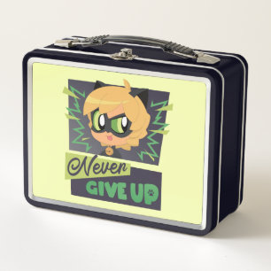 Chibi Cat Noir Never Give Up Metal Lunch Box