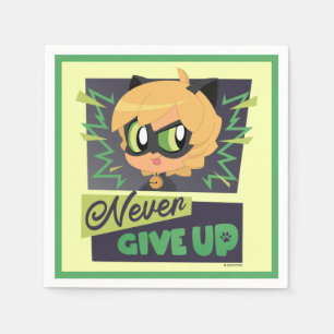 Chibi Cat Noir Never Give Up Napkin