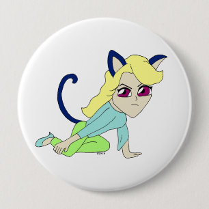 chibi catgirl 10 cm round badge