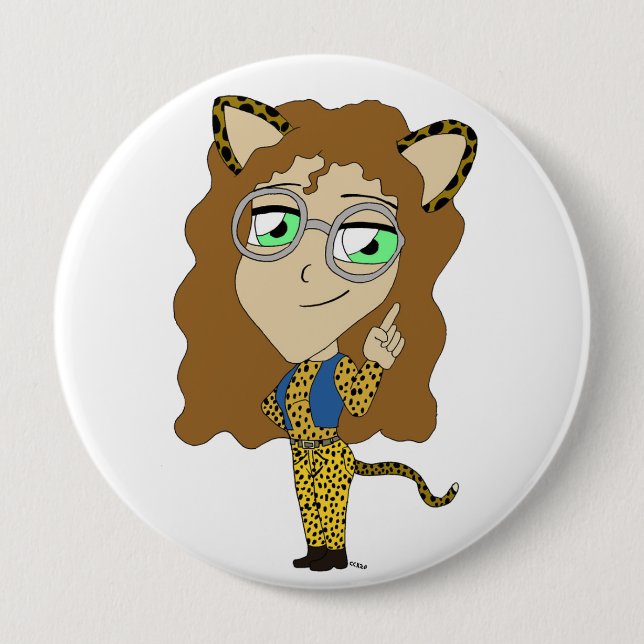 chibi catgirl  10 cm round badge (Front)