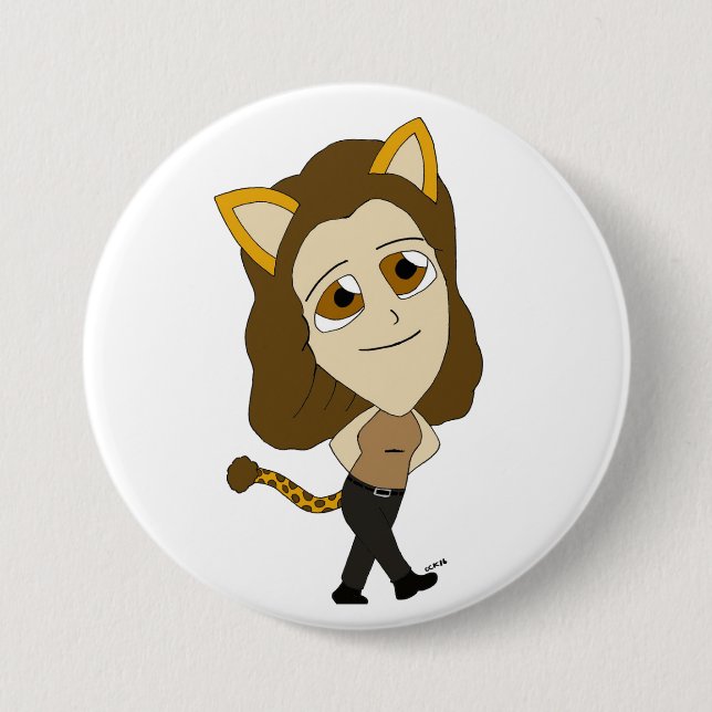 chibi catgirl 7.5 cm round badge (Front)