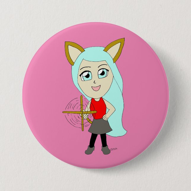 chibi catgirl 7.5 cm round badge (Front)