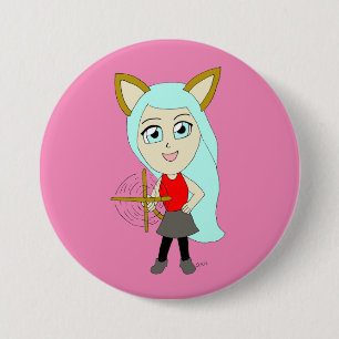 chibi catgirl 7.5 cm round badge