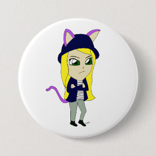 chibi catgirl 7.5 cm round badge