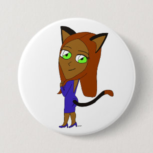 chibi catgirl 7.5 cm round badge